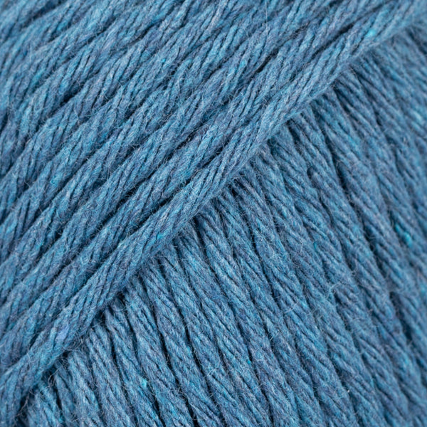 DROPS Paris 100% recycled cotton wool yarn in various denim shades, perfect for eco-friendly knitting and crochet projects