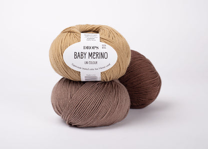 DROPS Baby Merino is a luxuriously soft, 100% merino wool yarn, perfect for baby knits and delicate garments